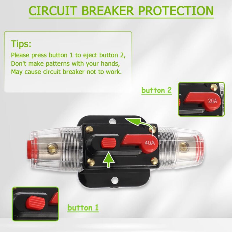 Disjoncteur Auto 12v 48v Disjoncteur Automatique 300A 12-48V EFUTURETIME - Réinitialisation Manuelle - Pour Audio Voiture/Bateau Protection Audio Automobile