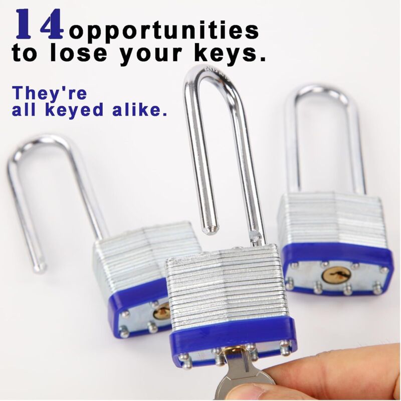 Pack De 6 Cadenas à Clé Identique Laminés - Corps Large - Manille - 1-9/16'' - Neuf