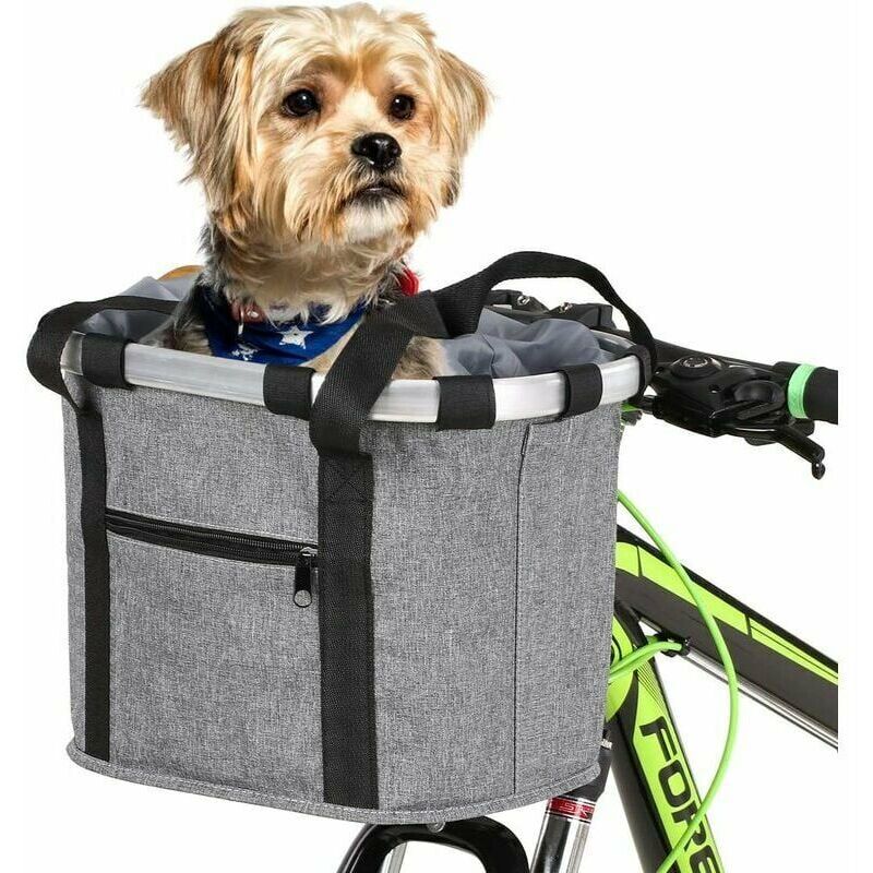 Panier Vélo Avant Pour Chien - Extensible, Pliable, 4 Ouvertures, Fenêtres Mesh, Jusqu'à 10 Kg (gris) - 5