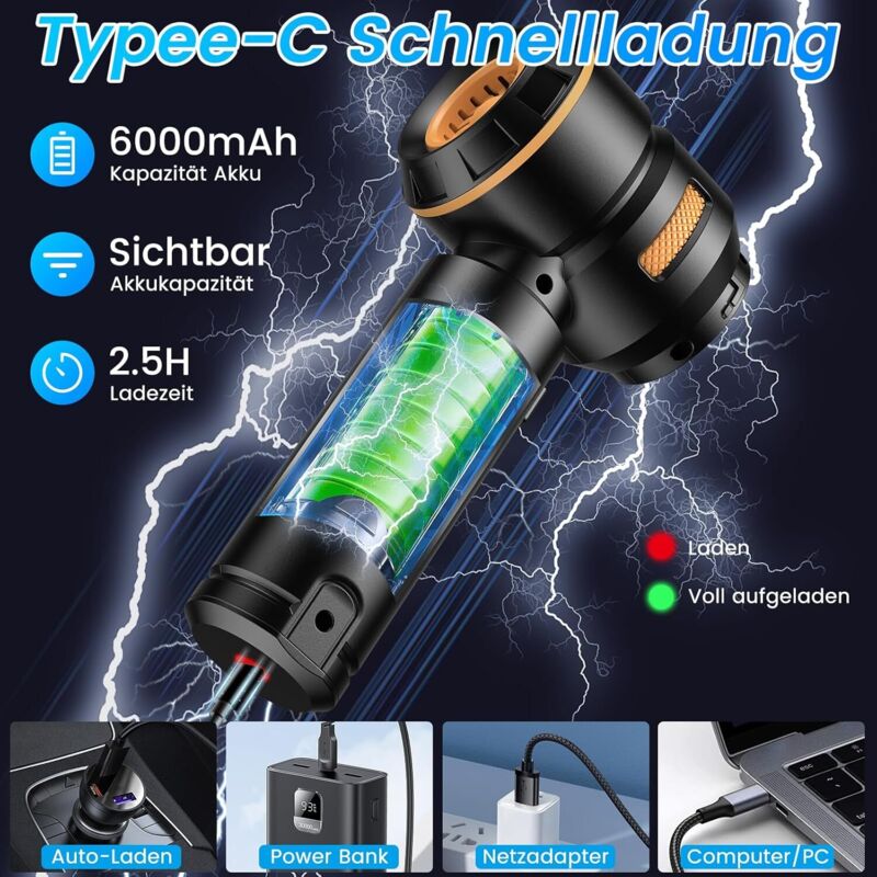 Aspirateur De Voiture Sans Fil 23000 Pa - Puissance Réglable 3 Vitesses, Batterie 6000 MAh - Fonction Souffleur/gonfleur - Pour Intérieur Auto, Canapé, Clavier