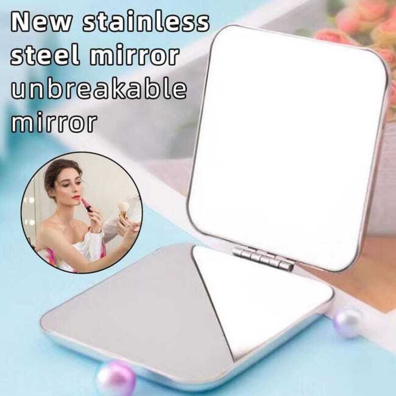 Mini Miroir De Maquillage Double Face Argent 7 Cm – Compact Métal – Par CBase
