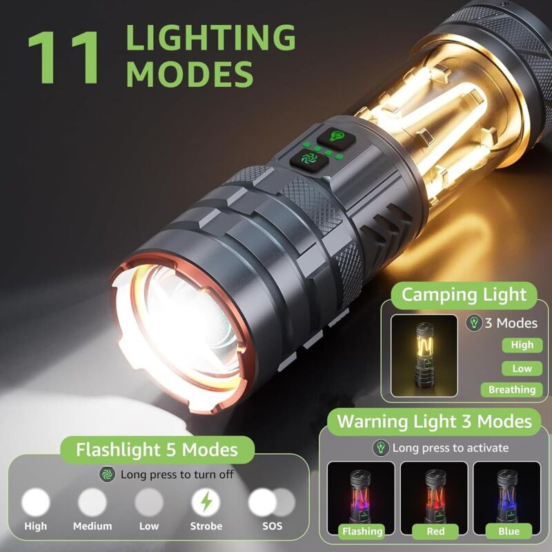 4 modes d'éclairage lampes de poche LED fortes Zoom télescopique torche tactique USB 18650 projecteur Portable lampe de poche de Camping longue portée  39
