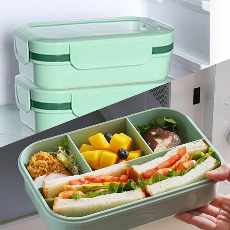 Tomalithic Lunch Box 2000ml Bento 8 Compartiments - Boîte Repas Isotherme Étanché Vert