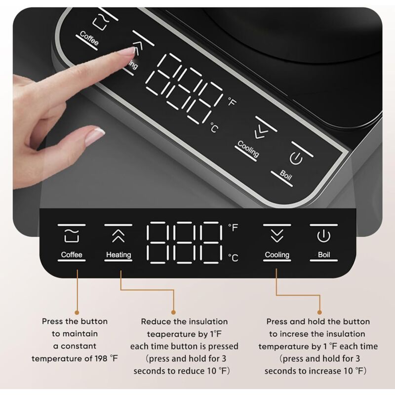 Bouilloire en Acier Inoxydable avec Réglage de Température, Bouilloire Col de Cygne 1L, Préparateur à Thé 1000W, Base 360°, Anti-Brûlure Intelligent, Arrêt Automatique Haute Température, Noir Bouilloire en Acier Inoxydable avec Réglage de Température, Bouilloire Col de Cygne 1L, Préparateur à Thé 1000W, Base 360°, Anti-Brûlure Intelligent, Arrêt Automatique Haute Température, Noir