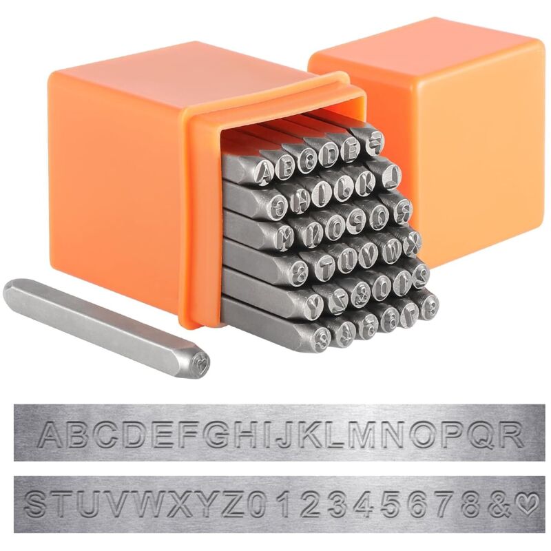 Kit D'Estampage En Métal 63PCS Hlieeosfcn - Poinçons Lettres Chiffres 3mm + Symboles Pour Bijoux, Bois, Cuir - Idéal Débutants & Créatifs