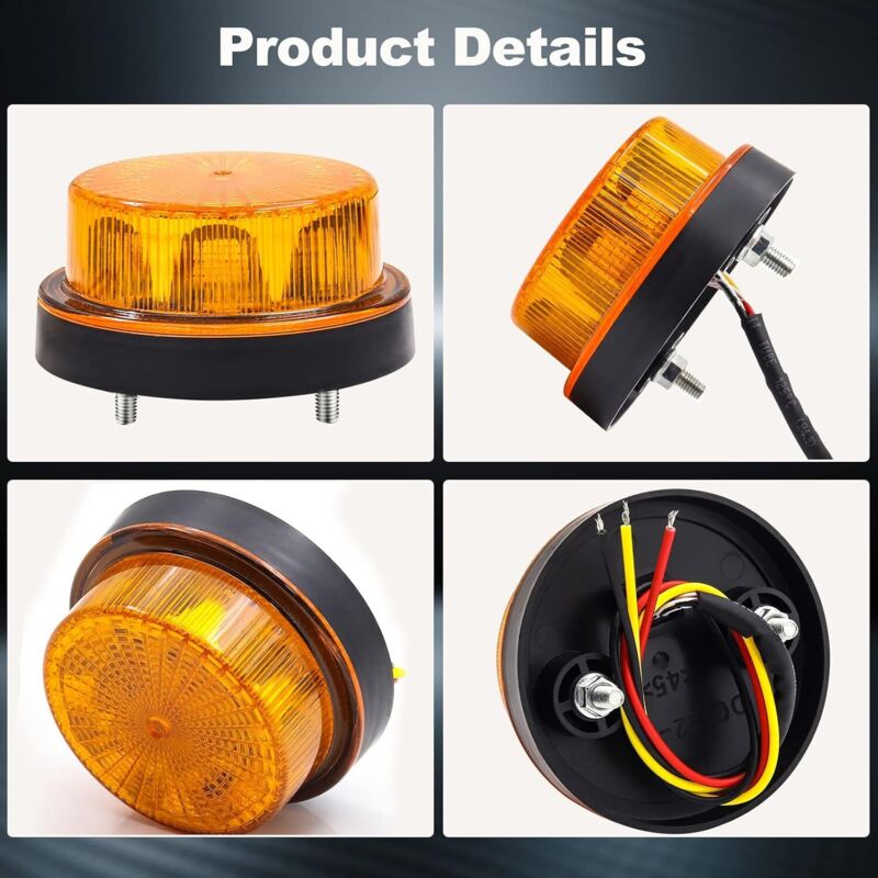 Gyrophare LED Orange 12V Sans Fil Lumière Stroboscopique Feux Clignotant Magnetique Urgence Signalement Lumieres Pour Auto Vehicule Rechargeable 78857801