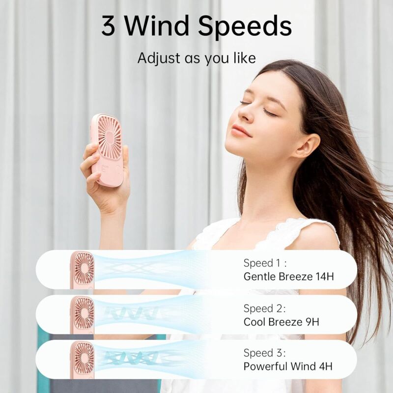 Destockage Noël : Mini ventilateur USB portable avec batterie rechargeable, 3 vitesses, ... pas cher