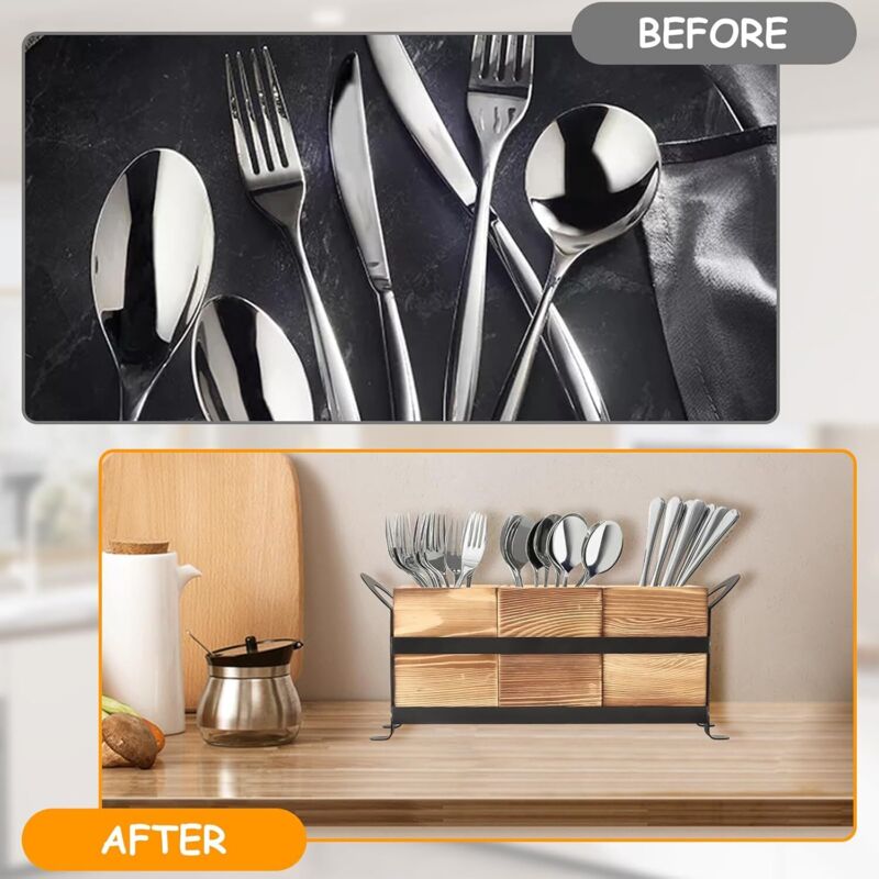 Fhioevt Ustensiles De Cuisine Porte-ustensiles De Cuisine Avec Poignée Rangement Couverts En Métal Egoutoire Vaisselle Cuisine 3 Panier à Couverts Support Panier Pour Couteaux, Fourchettes, Cuillères