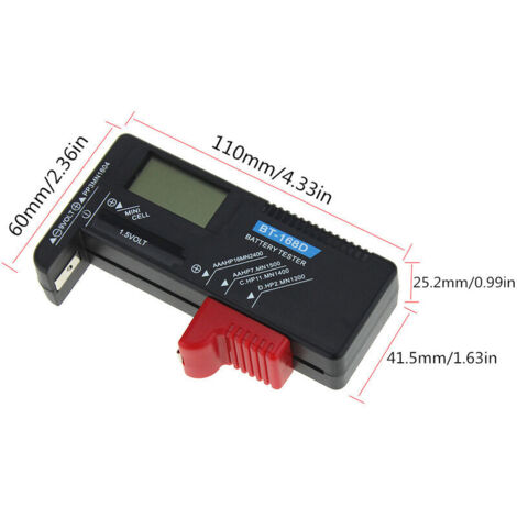 BT-168D Testeur de batterie numérique Volt Checker 9V Testeur, Pile bouton rechargeable AAA 1,5V AAA AA CD Test de batterie universel, BR-Life