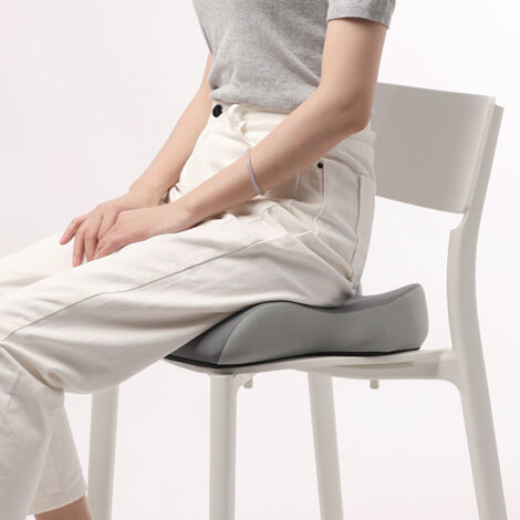Coussin Siège Mémoire De Forme – Soutien Lombaire Et Coccyx – Pour Bureau, Voiture, Fauteuil Roulant – Gris Clair
