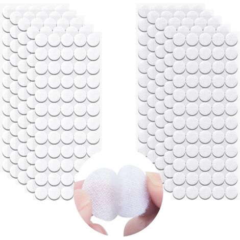 Scratch Autocollant 20mm, 600 Pcs Pastille Scratch Autocollant Crochets et Boucles, Scratch Autocollant Double Face Rond Blanc, Autocollantes Points pour DIY, Artisanat etc. (20mm 300 Paires)