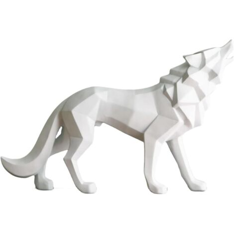 Statue de loup en résine – Sculpture abstraite géométrique – Décoration intérieure moderne – Figurine centre de table – Ornements de salon