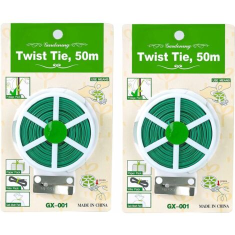 Attache pour Plantes de Jardin Attache de Fil pour Plantes Multifonctionnel Attache de Support de Plantes avec Tondeuse pour Organisation de Jardinage à Domicile 2 Rouleaux 100m (Vert) (1/5)