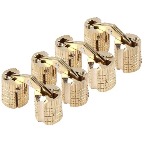 4 pièces/paquet en laiton caché - Charnière de baril Invisible en cuivre caché Charnières de meubles pour bricolage porte en bois boîtes cadeaux boîte à bijoux, angle d'ouverture de 180 ° (1/5)