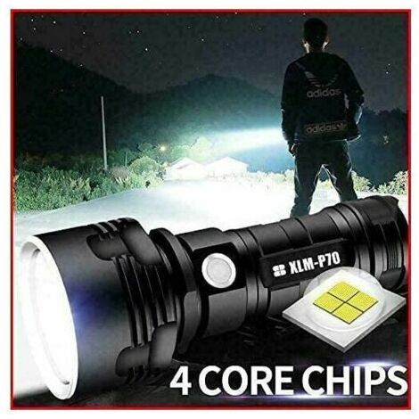 P70 Lampe Torche, 30000-100000 Lumens Haute Puissance LED Lampe De Poche Tanche Ultra Lumineuse Lampe De Poche Xlm P70 50w La Plus Puissante 3 Modes Batterie Unique 50w P70 66738495
