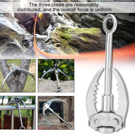 Grappin Crochet 3 Griffes Pliant Acier Inox - Crochet Grappin Escalade Survie Pliable Pour Randonnée, Camping, Sauvetage & Aventure
