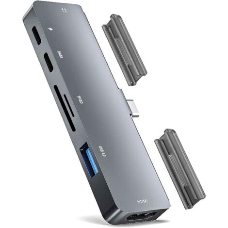 Hub USB-C 7-en-1 Oliveria - HDMI 4K, Ports USB 3.0/2.0, Lecteur SD/TF, Charge 100W PD - Compatible MacBook, IPad, Galaxy