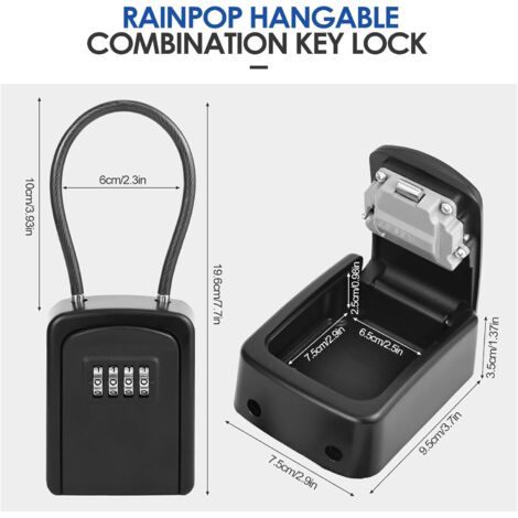 BRILLIRARE Boîte à Clés étanche à Combinaison à 4 Chiffres - Support