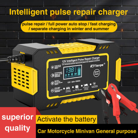 Chargeur Intelligent 6A Chargeur Batterie Intelligent 12V 6A - 3 étapes - Pour Voiture, Moto, Camion - AGM, Gel, SLA Maintenance Batterie Auto