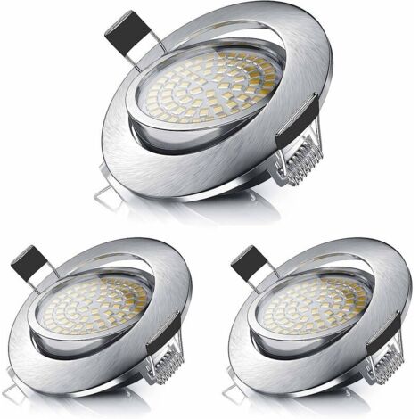 Spot encastrable LED, plafonnier encastrable 5W équivalent à une lampe halogène 50W, blanc chaud 3000K 470LM, spot orientable IP44 pour salle de bain, salon, couloir (3 pièces) [Classe énergétique A+