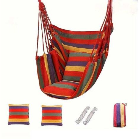 Hamac chaise suspendue corde chaise balançoire chaise siège avec 2 oreillers jardin intérieur extérieur hamac balançoire terrasse extérieure 300100cm