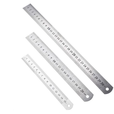 3 Pcs Réglet en Inox Double Face Reglet Metallique Precision 15cm 20cm 30cm Outil Mesure Bord Droit Metal Acier Règle pour Étudiants et Bureau