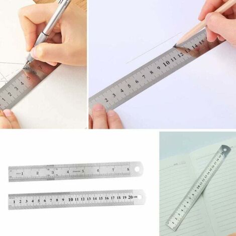 Lot De 3 Règles En Acier Inoxydable - 15cm, 20cm, 30cm - Graduation Métrique/Impériale