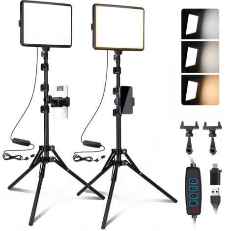 KableRika Lampe Bureau LED Double Tête - Métal, Col De Cygne 360°, 16 Modes, Minuterie 30 Min - Noir Mat