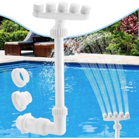 Fontaine de Piscine Ajustable, Fontaine d'arrosage avec 5 Buses, contrôle de la Direction à 360°, Cascade de Refroidissement, aérateur de Jet (1/5)