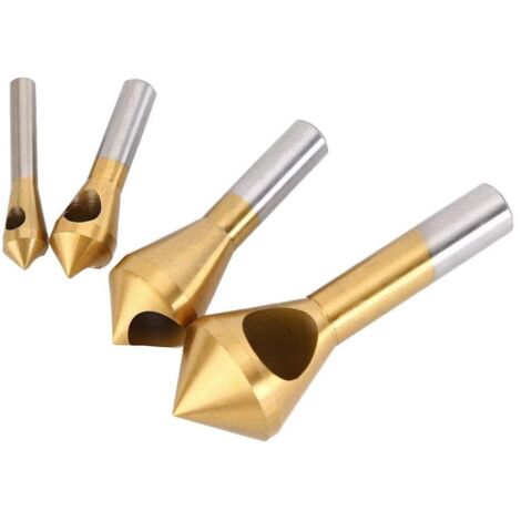 Lot de 4 fraises coniques HSS - Avec revêtement en titane à 90° - Pour bois, métal, fer, plastique, aluminium (1/5)