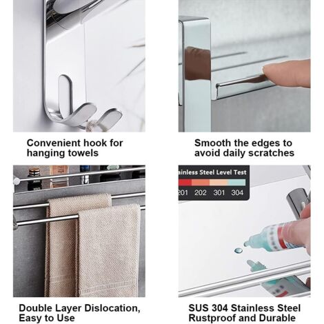 Jangois Porte-Serviettes Anneau En Acier Inoxydable Chromé - Fixation Murale Salle De Bain Et Cuisine