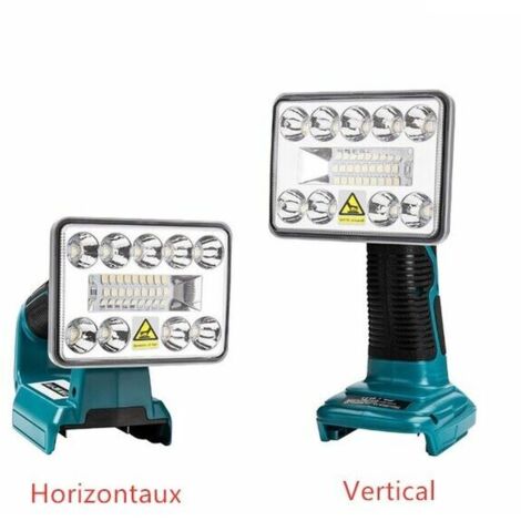 Makita – Lampe torche extérieure 2000 lumens avec USB – Alimentation 14,4-20V – Support en alliage de zinc – Éclairage large et ajustable (1/5)