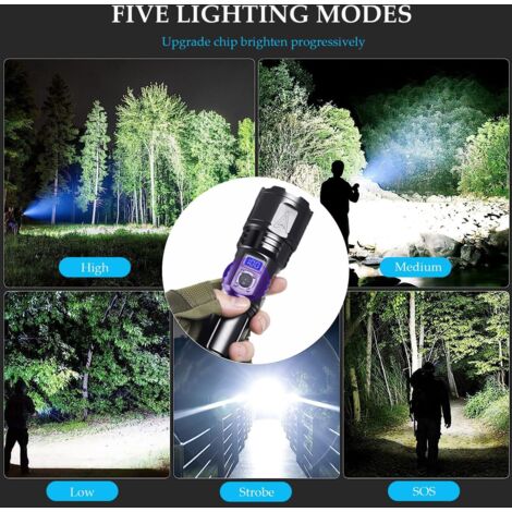 Lampe Torche Azyvum 500000 Lumens | Rechargeable USB-C | Zoomable & Étanche IP67 | 5 Modes