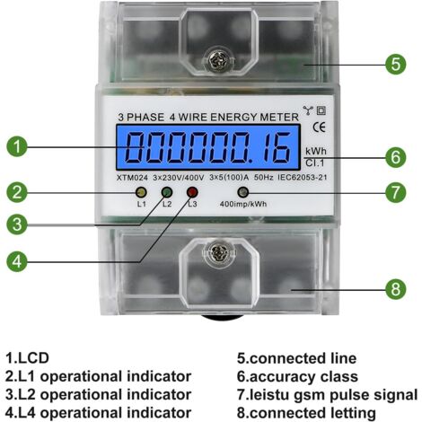 Lot De 5 Compteurs Électriques Triphasés - Blanc - Occasion - Fonctionnels