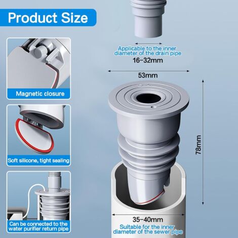 Bouchon Anti-odeur Pour Tuyau D'évacuation – Adaptable Diamètre 18-47 Mm – En Silicone – Pour Machine à Laver, Lave-vaisselle, évier – Empêche Remontées D'odeurs