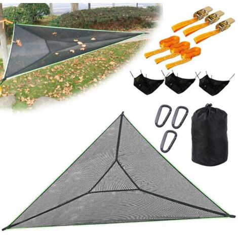 Hamac triangulaire de camping pour l'extérieur, hamac d'arbre portable avec 3 sangles d'arrimage à cliquet et poche en filet, 400 x 400 x 400 cm (1/5)