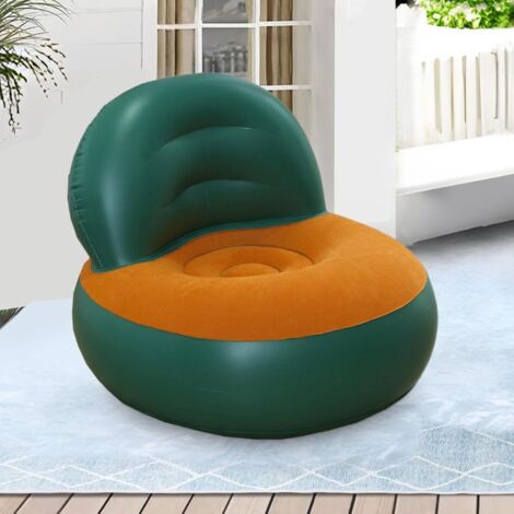 Canapé Gonflable Chaise Floquée Portable - Siège Confort Salon Chambre Balcon Voyage