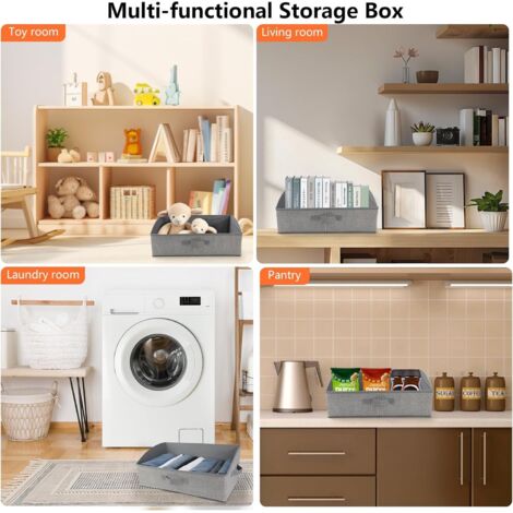 Tefola Lot De 3 Bacs De Rangement Pliables 50x28x21 Cm - Tissu Non Tissé Avec Poignées, Pour étagère Et Armoire