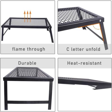 Grille De Camping HIKEMAN – Acier Carbone, Pliable, 55x30 Cm, Pour Barbecue En Plein Air