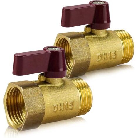 Vanne droite DN15 4 points, mini vanne métallique 2 pièces, vanne à boisseau sphérique en laiton DN 15, étanchéité solide pour éviter les fuites, convient pour cuisine, salle de bain, toilettes (1/5)