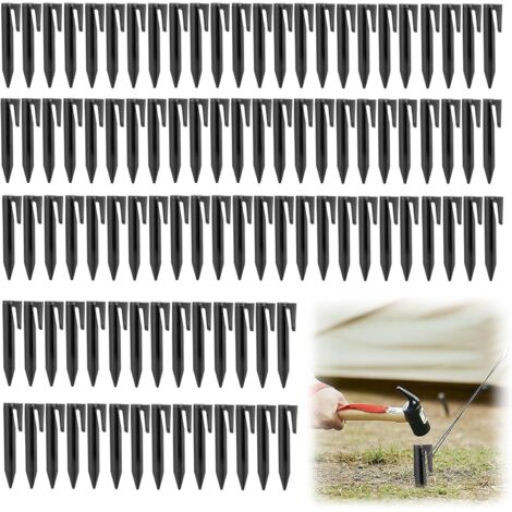 Piquet Fil Robot Tondeuse, Piquets de Fixation en Plastique Robuste, Lot de 100 piquets de fixation pour câbles périphériques, Piquet Fil Robot Tondeuse, crochet pour robot tondeuse (1/5)
