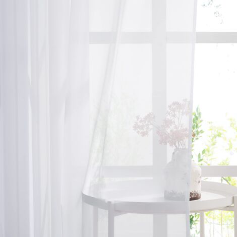 Rideau De Cuisine Court En Voile Transparent - 140 X 80 Cm - Polyester, Lavable Machine - Style Moderne Et épuré - 4