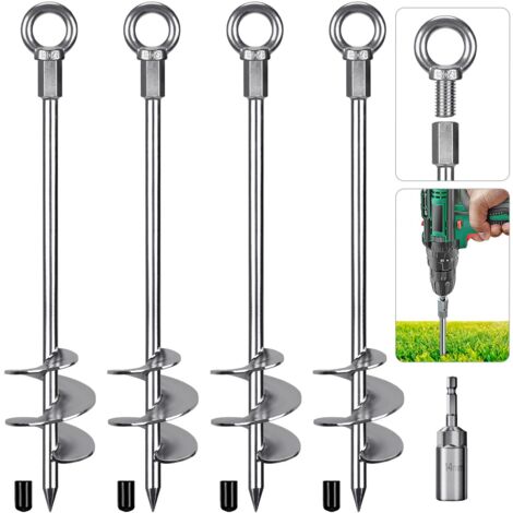 COBARYEN Lot de 6 piquets d'ancrage en spirale pour tente de plage - 24 cm - Piquets à vis robustes pour camping, randonnée et plus encore (vert