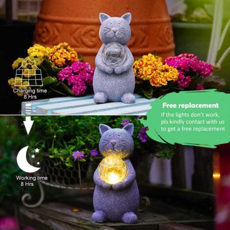 Chat Solaire - animaux solaires - Lampe décoration solaire