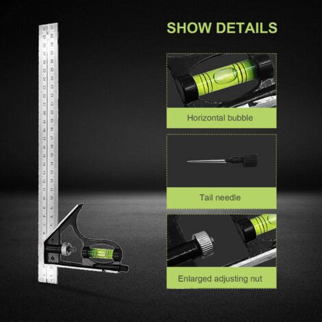 Équerre Combinée Et Rapporteur Am-Tech 30,4 Cm – Outil Multifonction Pour Bricolage