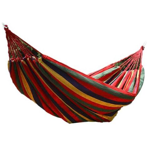 Hamac de jardin en polyester et coton Hamac simple double Pèse jusqu'à 440,9 lb Hamac portable anti-renversement (1/4)