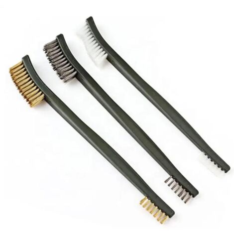 3 Pièces Set de Brosse Métallique Mini Brosse en Acier Brosse en Laiton Brosse en Nylon pour Nettoyage de la Saleté et de la Rouille (Petit/Mini) (1/5)