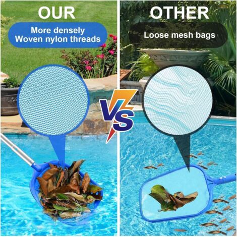 Eurocatch Épuisette Piscine & Bassin – Manche Télescopique 1,80 M, Filet 30x30 Cm Robuste Aluminium, Idéal Pour Feuilles & Débris