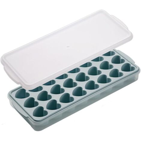 Lot de 24 bacs à glaçons en silicone en forme de cœur - Avec couvercle - Sans BPA et de qualité alimentaire - Pour cocktails, whisky et chocolat,bleu (1/5)