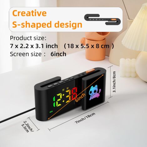 Réveil Enfant Avec Veilleuse RGB – 7 Alarmes, Couleurs, Pour Chambre